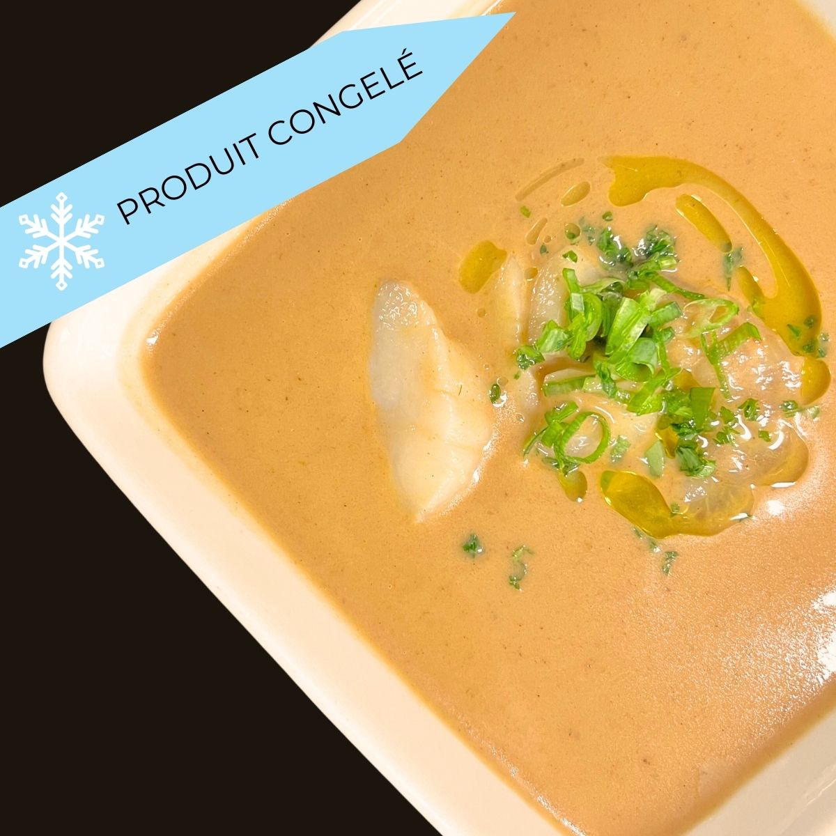 Bisque de homard maison, pétoncle et crevette Solution Gourmande