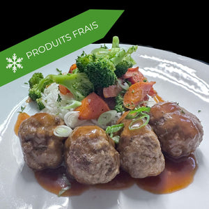 
                  
                    boulettes de porc et bœuf caramélisées aigre douce
                  
                